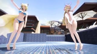 Две анимешные тайки сексуально танцуют на дне пустого бассейна